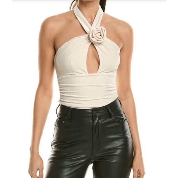Bardot Tops - NWT BARDOT Inara Velour Bodysuit in Ivory Medium